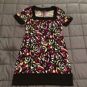 Tiana B. Purple Yellow Dress Square Neck